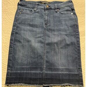 Liverpool Denim Skirt Womens 4/27 Blue Estrella Raw Hem Stretch preppy Edgy